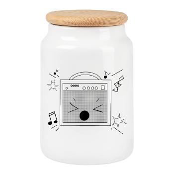 Noisy Speaker - Cookie Jar with Wooden Lid - white - Front