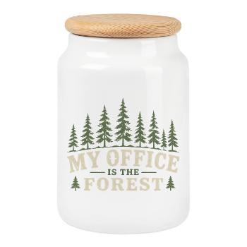 Écologie Écologiste Mon bureau est la forêt - Boîte à biscuits avec couvercle en bois - blanc - Devant