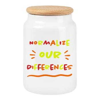 Normalize our Differences - Inklusion - neon - Keksdose mit Holzdeckel - Weiß - Vorne