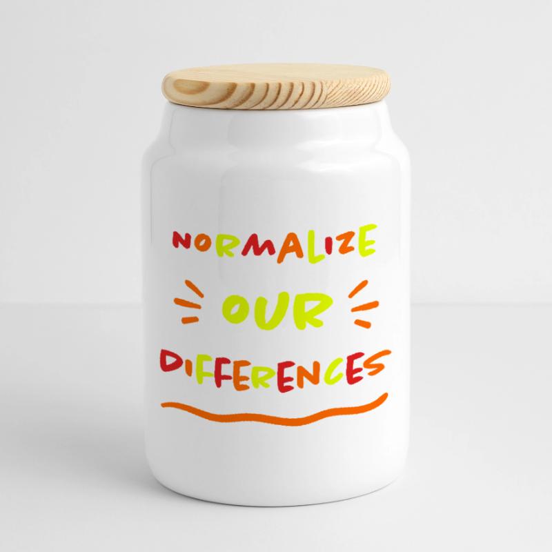 Normalize our Differences - Inklusion - neon Keksdose mit Holzdeckel