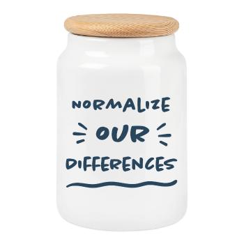 Normalize our Differences - Inclusion - Cookie Jar with Wooden Lid - white - Front