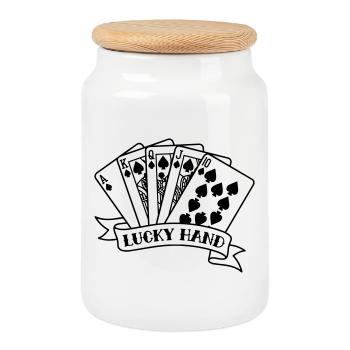 Cartes de poker Royal Flush - Boîte à biscuits avec couvercle en bois - blanc - Devant