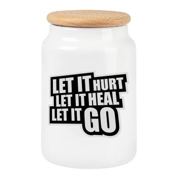 Laisse faire mal Laisse ça guérir Laisse partir Inspirant - Boîte à biscuits avec couvercle en bois - blanc - Devant