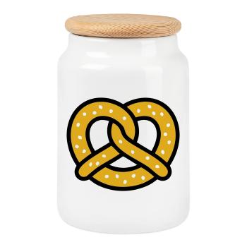 Pretzel Bavaria Pretzel Baker Beer Garden Folk Festival - Cookie Jar with Wooden Lid - white - Front