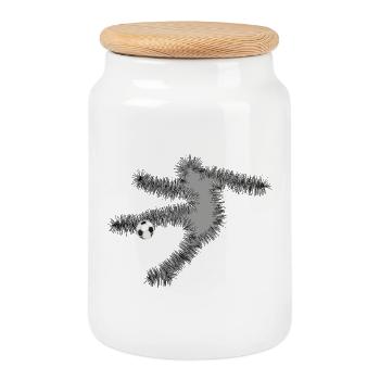 Joueurs de football - Boîte à biscuits avec couvercle en bois - blanc - Devant