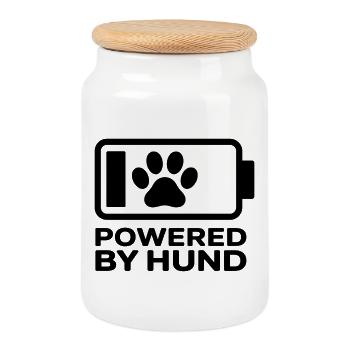 Powered by Hund Pfotentech - Cookie Jar with Wooden Lid - white - Front