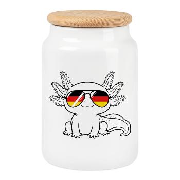 Drapeau allemand Axolotl Allemagne allemande - Boîte à biscuits avec couvercle en bois - blanc - Devant