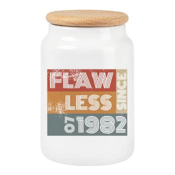 44. Anniversaire Parfait depuis 07/1982 - Boîte à biscuits avec couvercle en bois - blanc - Devant