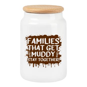 Families muddy Schlammlauf Mud Run Muddy Race - Keksdose mit Holzdeckel - Weiß - Vorne