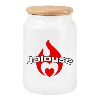 Jealous - Cookie Jar with Wooden Lid - white - Front