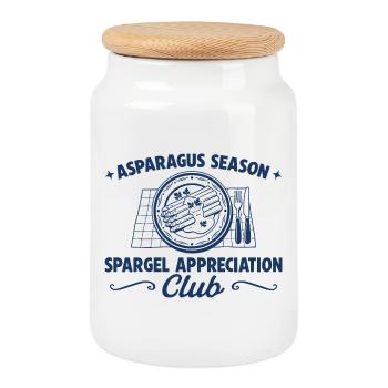 Club d’appréciation des asperges – Gourmet rétro - Boîte à biscuits avec couvercle en bois - blanc - Devant