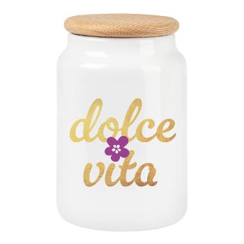 Dolce Vita Flower Blossom Gold Luxury Flower Quote - Cookie Jar with Wooden Lid - white - Front
