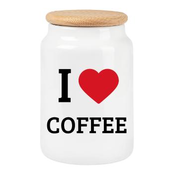I Love Coffee Saying – Funny Coffee T-Shirt - Cookie Jar with Wooden Lid - white - Front