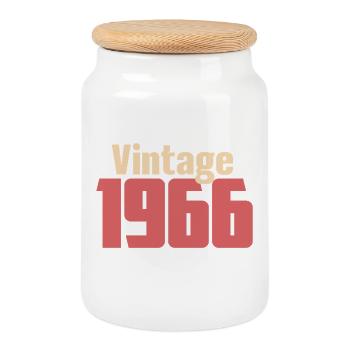 Art Déco 60 Jahre Sixties Retro Geschenk 1966 - Keksdose mit Holzdeckel - Weiß - Vorne