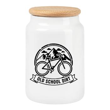 Old School Dirt Retro Mountainbike-Stempel - Keksdose mit Holzdeckel - Weiß - Vorne