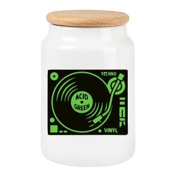 Platine Techno DJ Mixer Vinyl Rave - Boîte à biscuits avec couvercle en bois - blanc - Devant