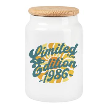 Édition limitée anniversaire 1986 - Boîte à biscuits avec couvercle en bois - blanc - Devant