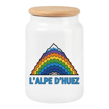 Alpe d'Huez Cycling Mountain - Cookie Jar with Wooden Lid - white - Front