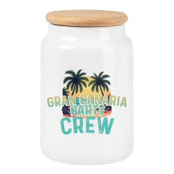 Gran Canaria Party Crew - Cookie Jar with Wooden Lid - white - Front