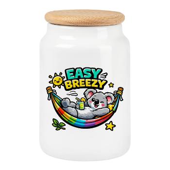 Easy Breezy Koala Regenbogen - Keksdose mit Holzdeckel - Weiß - Vorne