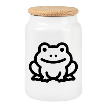 Frosch - Keksdose mit Holzdeckel - Weiß - Vorne