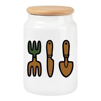 Outils de jardinage Jardinier Jardinier - Boîte à biscuits avec couvercle en bois - blanc - Devant