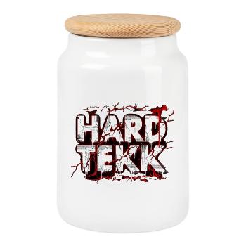 Hardtekk Techno Rave Festival Design - Keksdose mit Holzdeckel - Weiß - Vorne