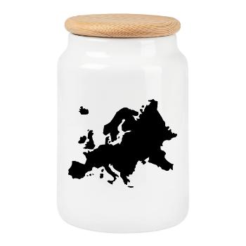 L'Europe - Boîte à biscuits avec couvercle en bois - blanc - Devant