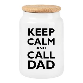 Keep Calm & Call Dad - Keksdose mit Holzdeckel - Weiß - Vorne