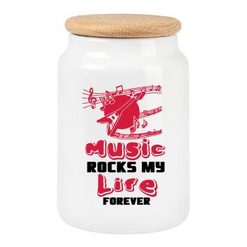 Music rocks my Life Musik Spruch Band Geschenk - Keksdose mit Holzdeckel - Weiß - Vorne