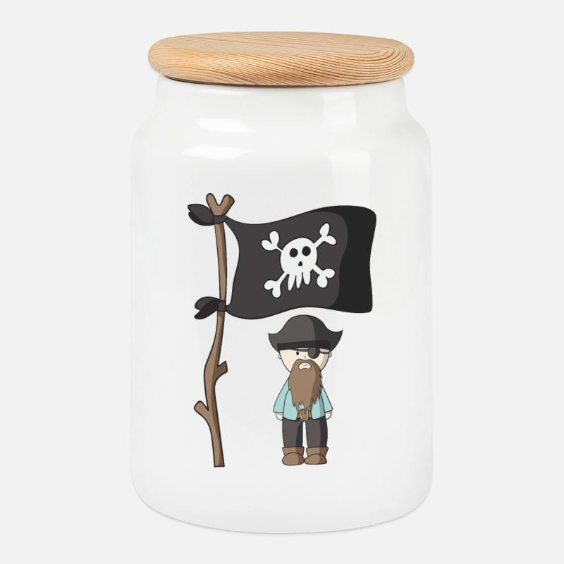 Pirat - Keksdose mit Holzdeckel - Weiß