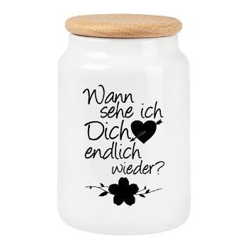 Wiedersehen Liebe, Spruch, Geschenk - Keksdose mit Holzdeckel - Weiß - Vorne