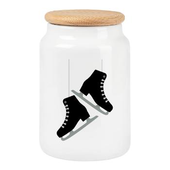 Skates - Cookie Jar with Wooden Lid - white - Front