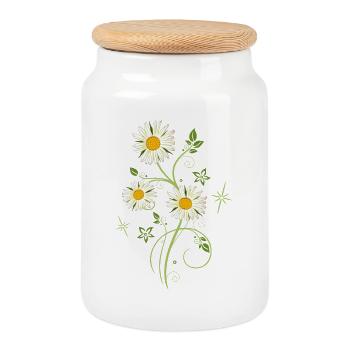 Daisies Wildflowers Summer - Cookie Jar with Wooden Lid - white - Front