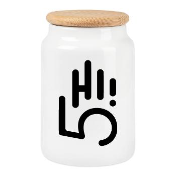 HI5 hi five - Cookie Jar with Wooden Lid - white - Front