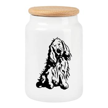 Mignon Cocker Spaniel Anglais - Boîte à biscuits avec couvercle en bois - blanc - Devant