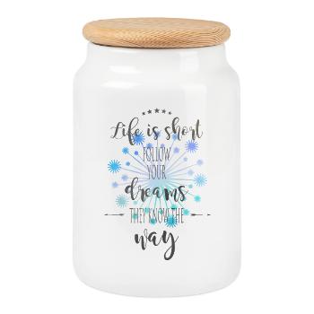 dandelion - Cookie Jar with Wooden Lid - white - Front