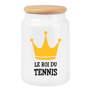 Tennis - Sport - Ball - Player - Game - Sportsman - Cookie Jar with Wooden Lid - white - Front