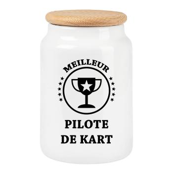 Karting / Kart / Go-Kart / Sport / Driver - Cookie Jar with Wooden Lid - white - Front