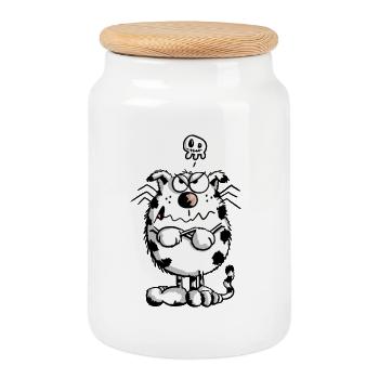Crabby Chat - Crâne - Chats - Cadeaux - Boîte à biscuits avec couvercle en bois - blanc - Devant