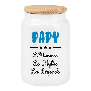Papy Papi Grand Père Grand-Père Famille Noël - Cookie Jar with Wooden Lid - white - Front