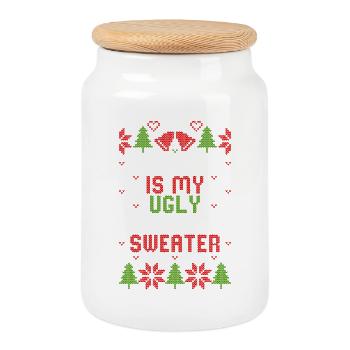 This is my ugly christmas sweater - Keksdose mit Holzdeckel - Weiß - Vorne