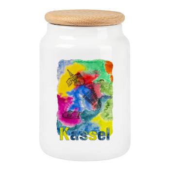 Kassel - ein Aquarell für eine wunderschöne Stadt - Keksdose mit Holzdeckel - Weiß - Vorne