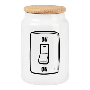 Switch ON Cool Humor Funny Motivation - Cookie Jar with Wooden Lid - white - Front