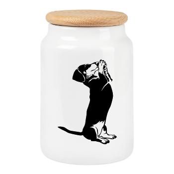 Teckels - Boîte à biscuits avec couvercle en bois - blanc - Devant