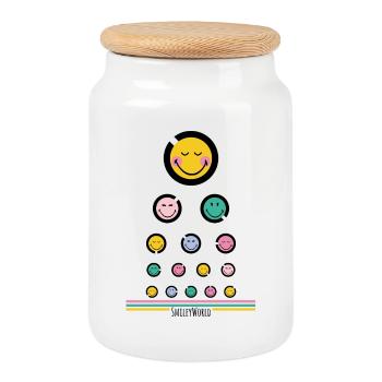 Test oculaire Happy - Boîte à biscuits avec couvercle en bois - blanc - Devant