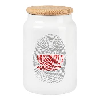 Kaffeetrinker Kaffee Kaffeeliebhaber Kaffeetasse - Keksdose mit Holzdeckel - Weiß - Vorne