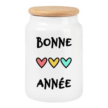 BONNE ANNEE. SAINT SYLVESTRE. NOUVELLE ANNÉE. - Boîte à biscuits avec couvercle en bois - blanc - Devant