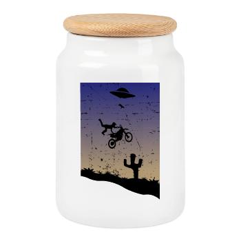 Cascade de motocross - Boîte à biscuits avec couvercle en bois - blanc - Devant