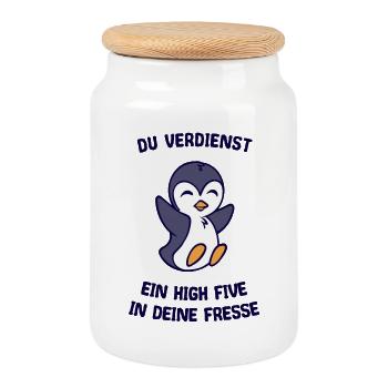 Vogel Tier Humorvoll Pinguin Statement Arktis - Keksdose mit Holzdeckel - Weiß - Vorne
